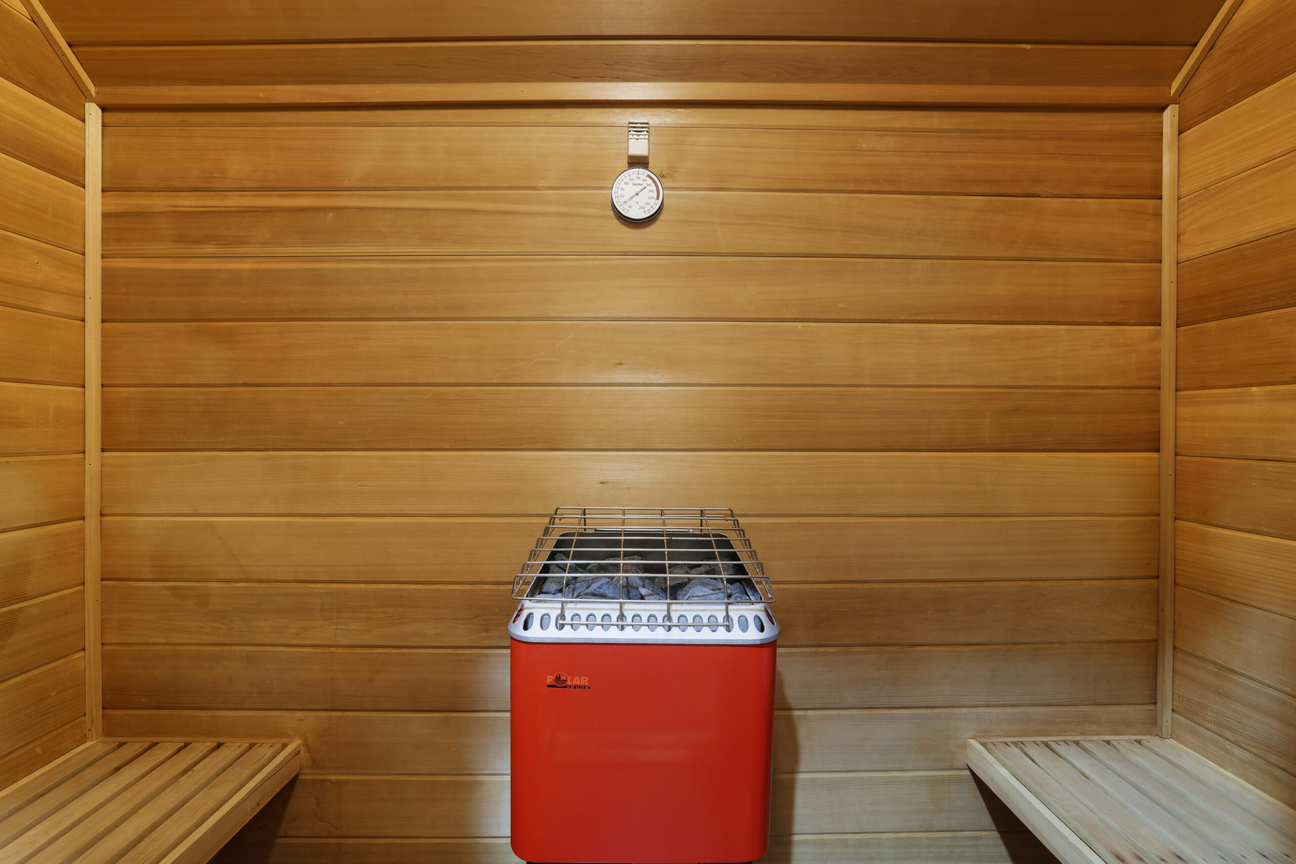 Cozy sauna to warm up after skiing or hot tub